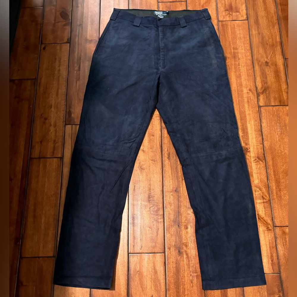 Men’s vintage Ralph Lauren navy blue suede chinos